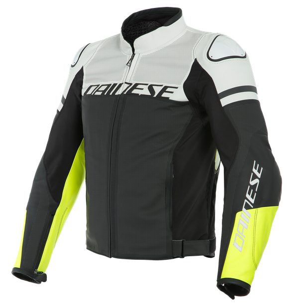 agile-perf-leather-jacket-black-matt-white-fluo-yellow image number 0