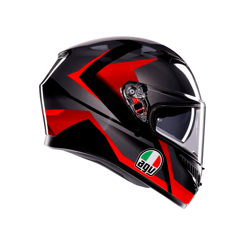 k3-striga-black-grey-red-motorbike-full-face-helmet-e2206 image number 2