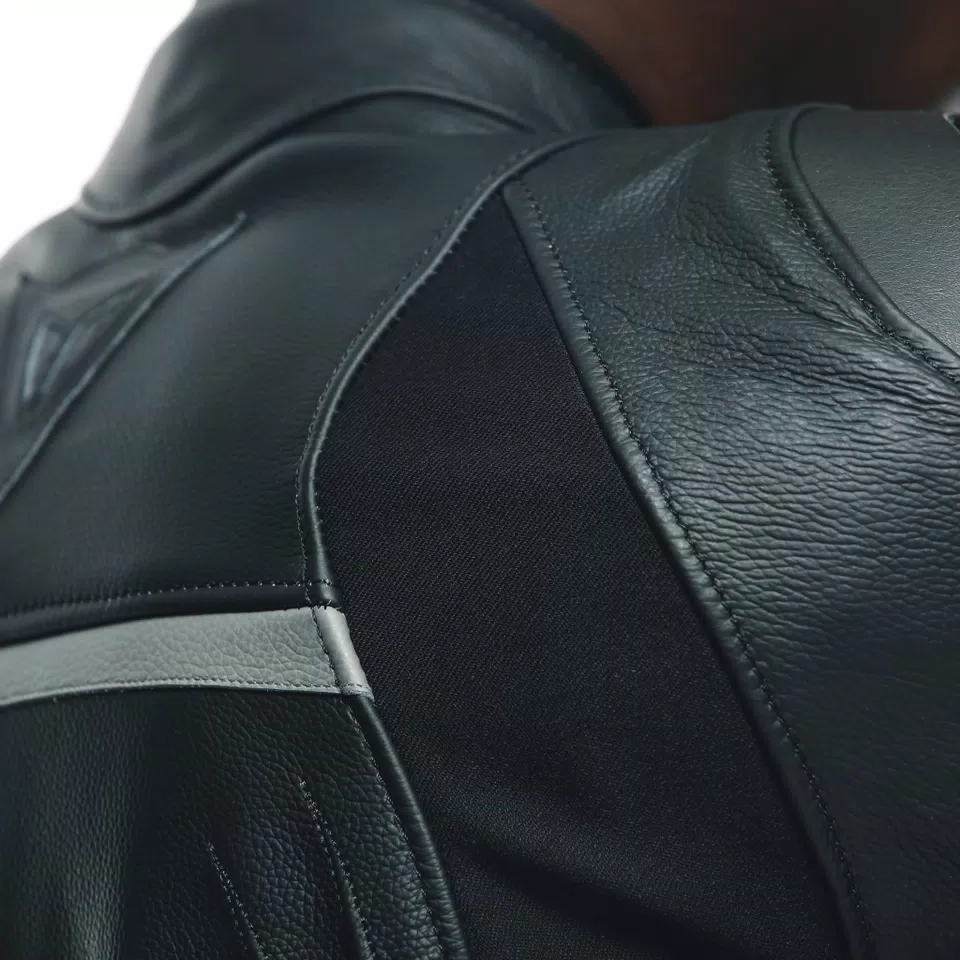 RACING 4 - GIACCA MOTO CONFORMATA IN PELLE UOMO - BLACK/BLACK - 14