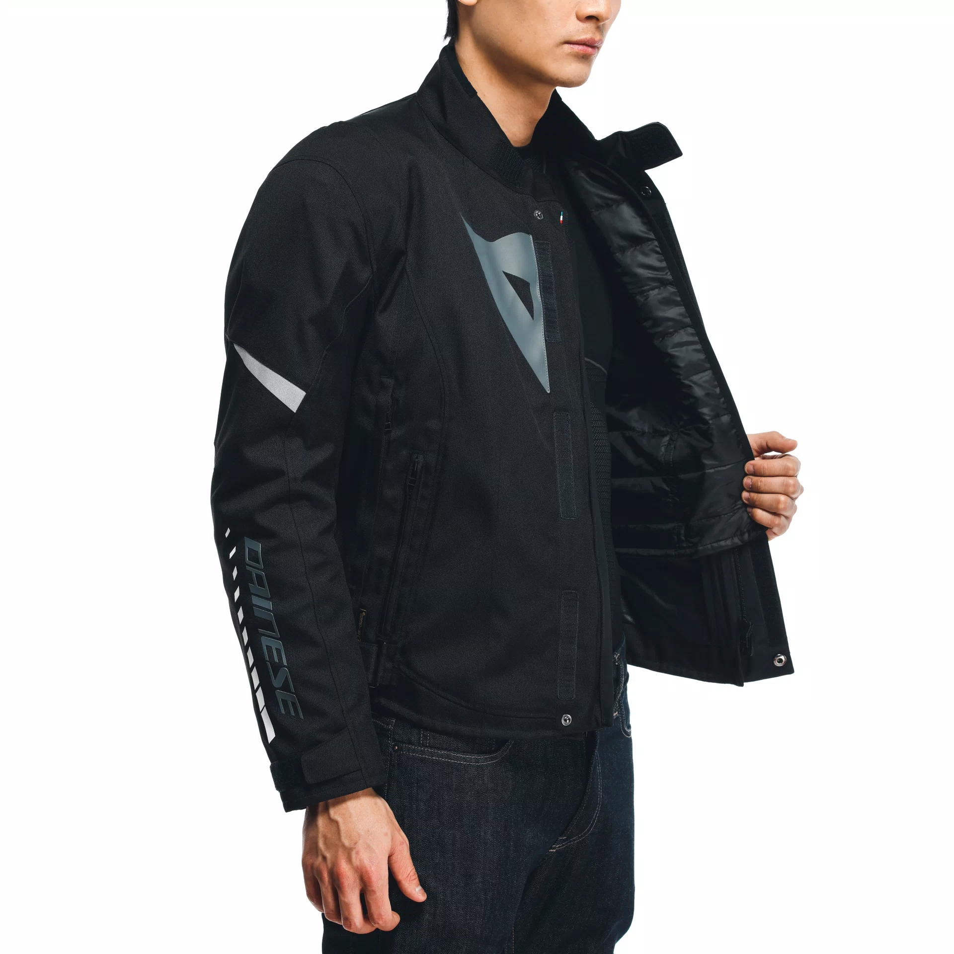 VELOCE D DRY JACKET BLACK CHARCOAL GRAY WHITE Dainese