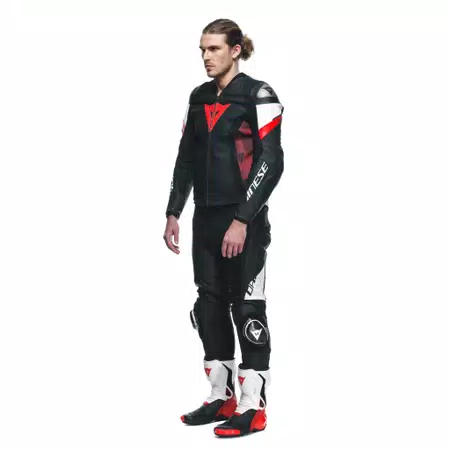 AVRO 5 - MEN'S MOTORCYCLE LEATHER JACKET - BLACK/RED-LAVA/WHITE - 5