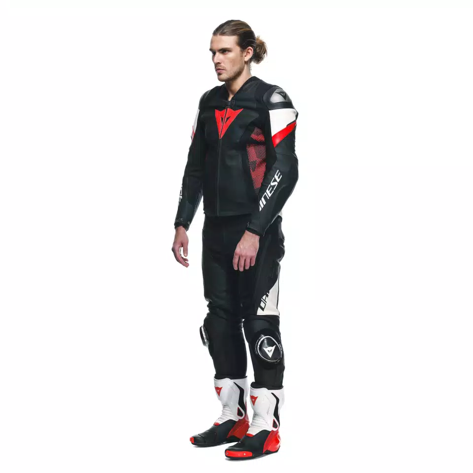 AVRO 5 CHAQUETA DE CUERO MOTO HOMBRE - BLACK/RED-LAVA/WHITE - 5