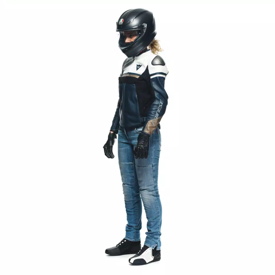 RAPIDA - WOMEN'S MOTORCYCLE LEATHER JACKET - BLACK-IRIS/WHITE/TIBETAN-PLATINUM - 21