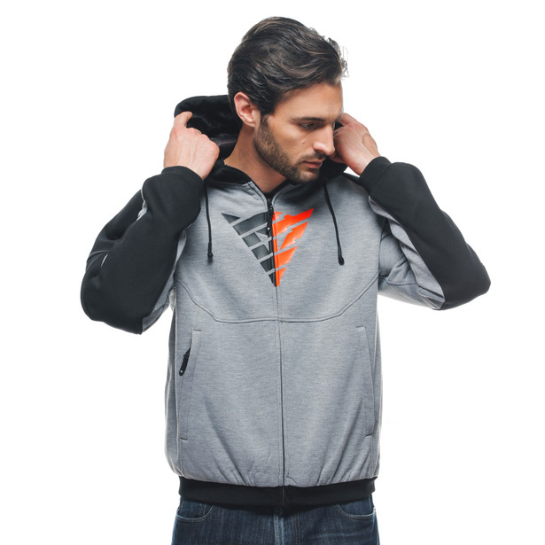 daemon-x-safety-hoodie-giacca-moto-in-tessuto-uomo-melange-gray-black-red-fluo image number 6