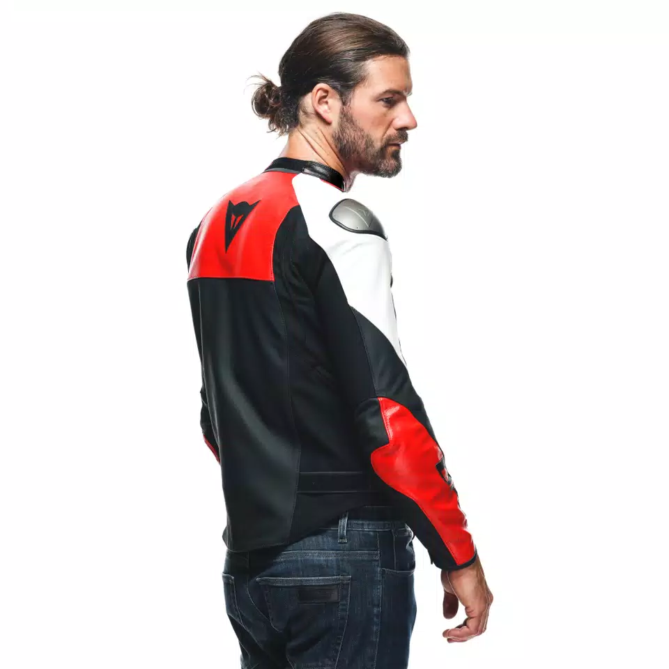 SPORTIVA - GIACCA MOTO IN PELLE UOMO - BLACK-MATT/LAVA-RED/WHITE - 7