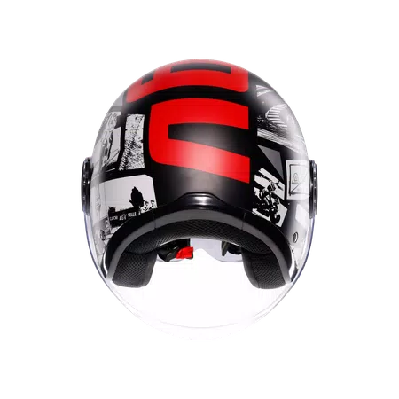 ETERES HISTORY MATT BLACK/WHITE/RED - MOTORBIKE OPEN FACE HELMET E2206 -  - 5