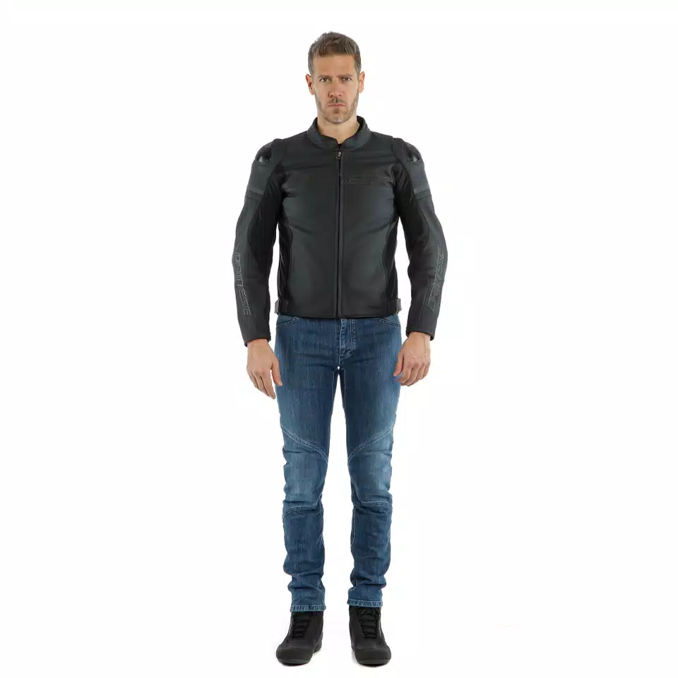 AGILE LEATHER JACKET - BLACK-MATT/BLACK-MATT/BLACK-MATT - 3
