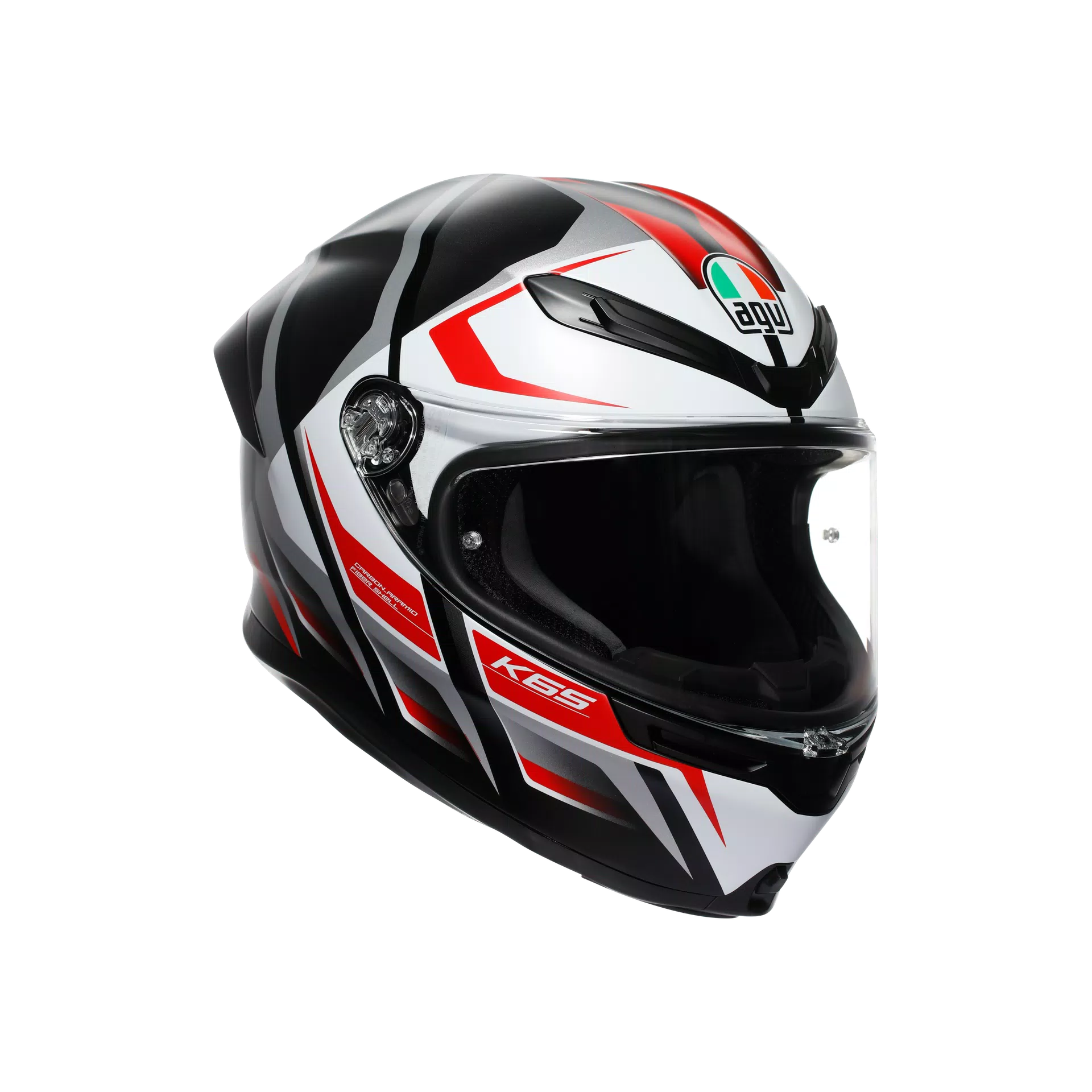 K6 S KARVE MATT BLACK/WHITE/RED - MOTORBIKE FULL FACE HELMET DOT (E2206)