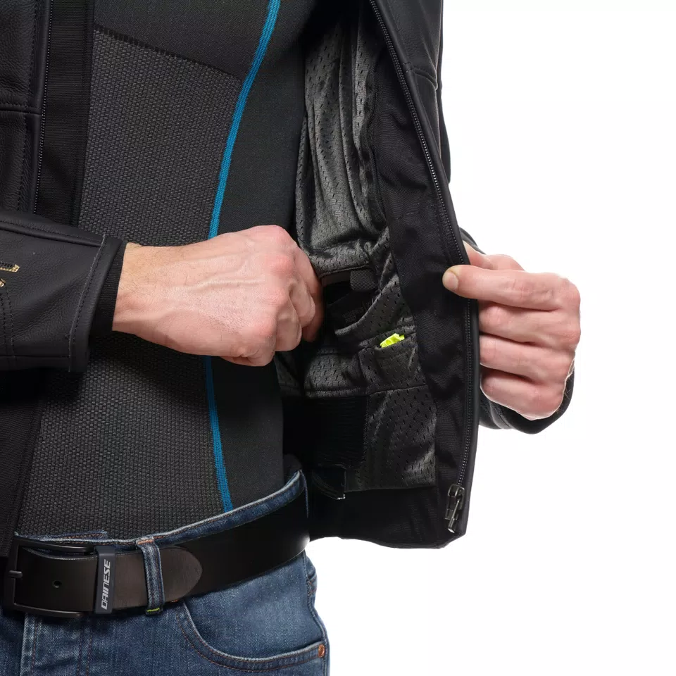 RACING 5 - MEN LEATHER MOTORCYCLE JACKET - BLACK/GOLD - 7