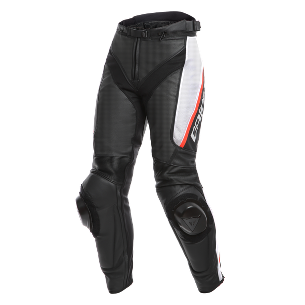 DELTA 3 PERF. LADY LEATHER PANTS BLACK/WHITE/RED- Womens
