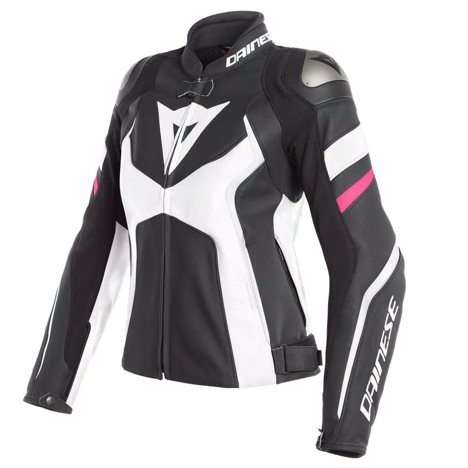 AVRO 4 LADY LEATHER JACKET - BLACK-MATT/WHITE/FUCSIA - 1