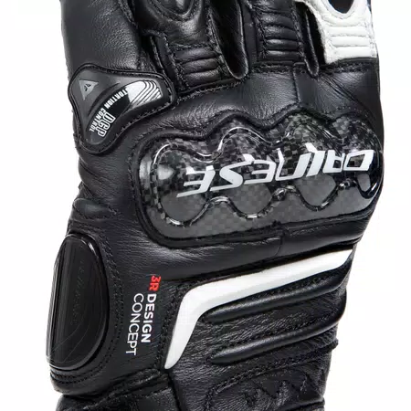 CARBON 4 - WOMEN'S MOTORCYCLE LONG LEATHER GLOVES - BLACK/BLACK/WHITE - 7