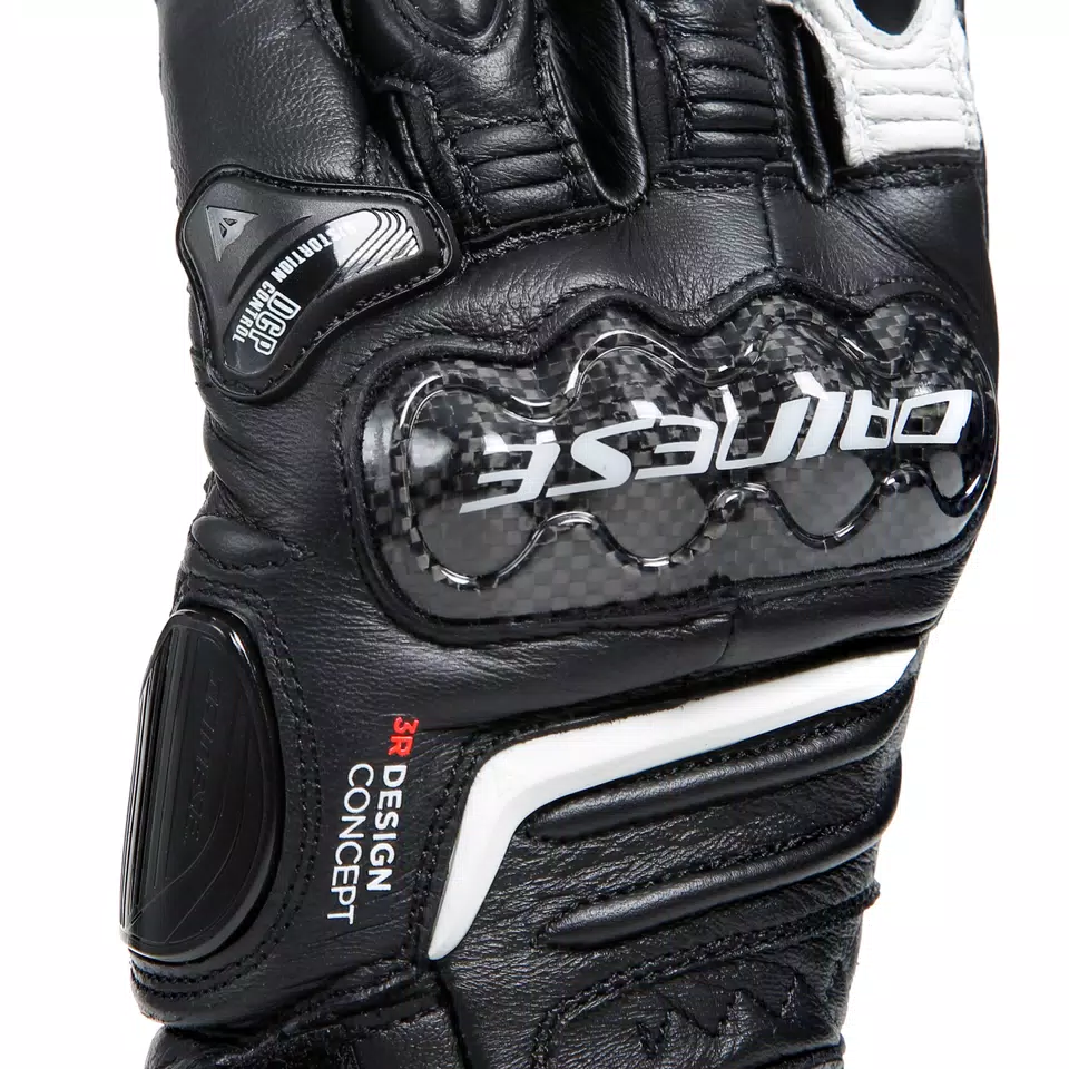 CARBON 4 - WOMEN'S MOTORCYCLE LONG LEATHER GLOVES - BLACK/BLACK/WHITE - 7