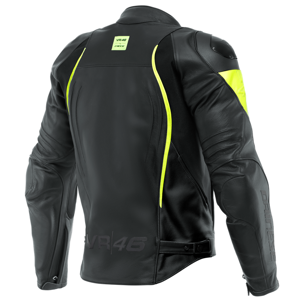 vr46-curb-giacca-moto-in-pelle-uomo-black-fluo-yellow image number 1