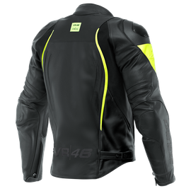 VR46 CURB LEATHER JACKET BLACK/FLUO-YELLOW- 