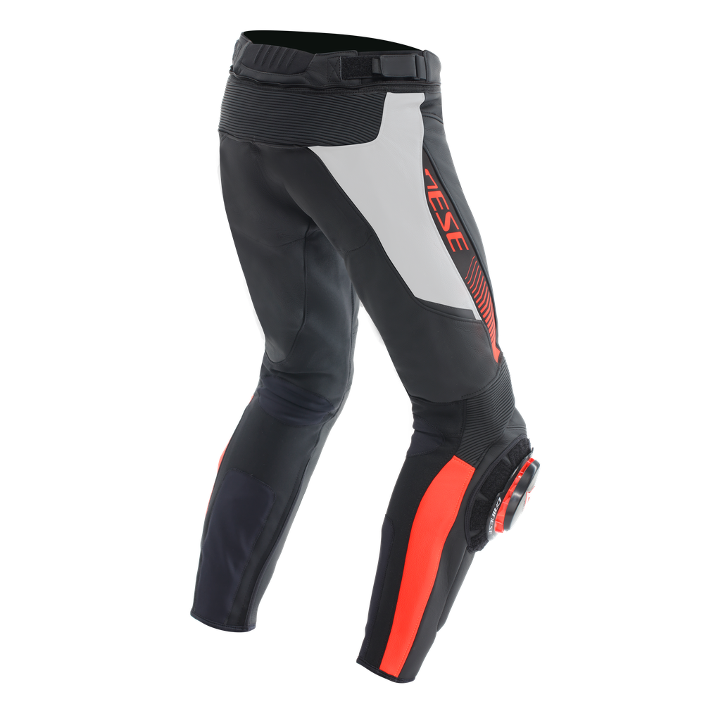 super-speed-men-leather-motorcycle-pants-black-white-red-fluo image number 1