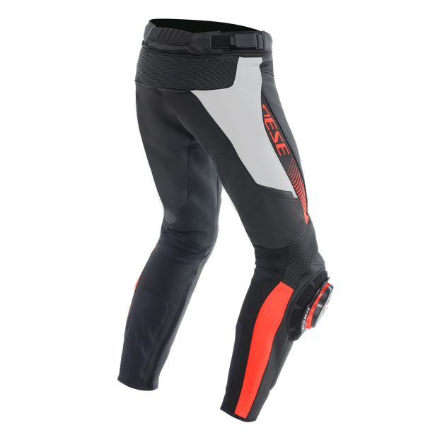 super-speed-pantaloni-moto-in-pelle-perforata-uomo-black-white-red-fluo image number 1