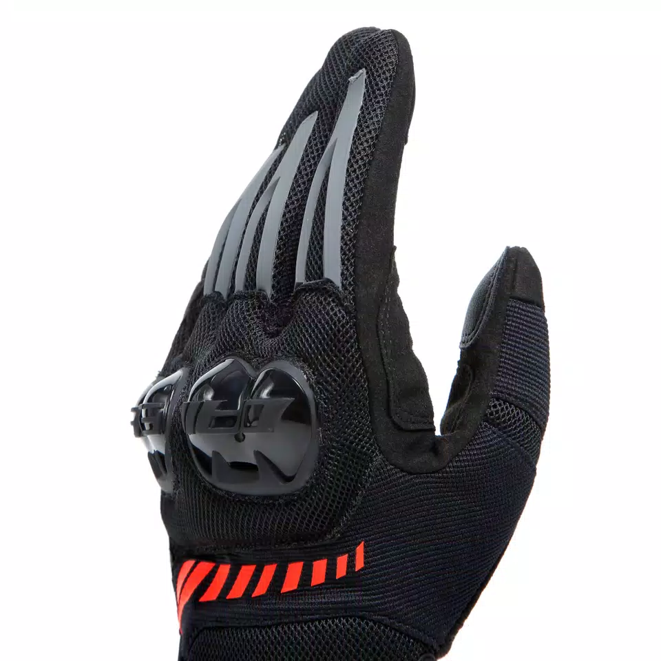 MIG 3 AIR - MEN'S MOTORCYCLE TEXTILE SUMMER GLOVES - BLACK/FLUO-RED - 10