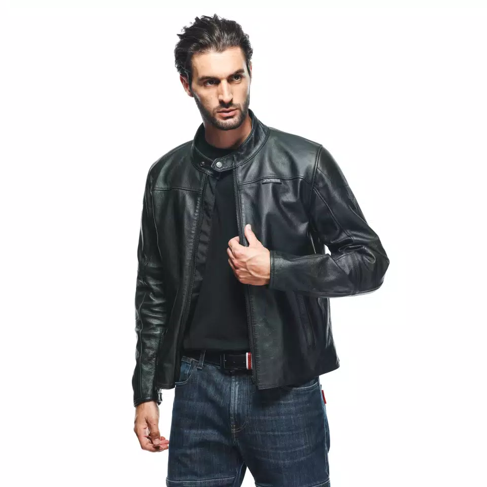 MIKE 3 - GIACCA MOTO IN PELLE UOMO - BLACK - 8