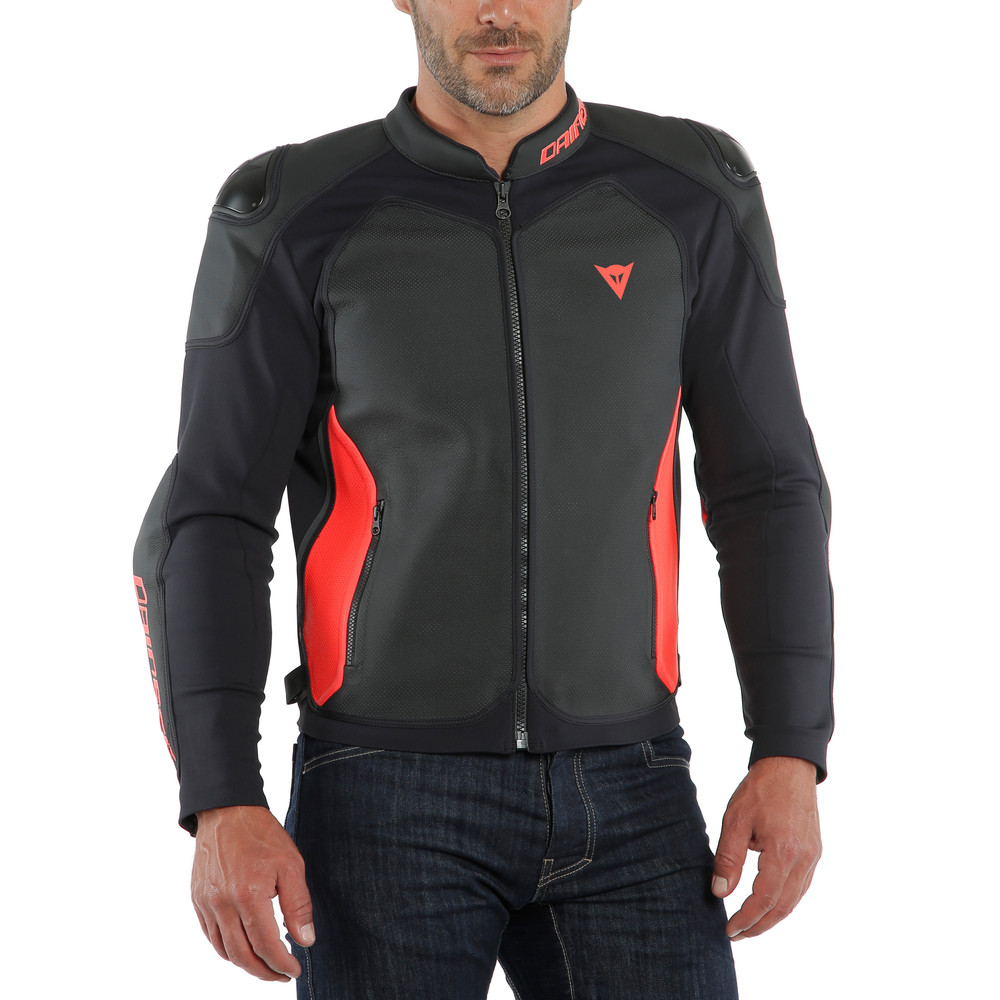 intrepida-perf-leather-jacket-black-black-matt-fluo-red image number 5