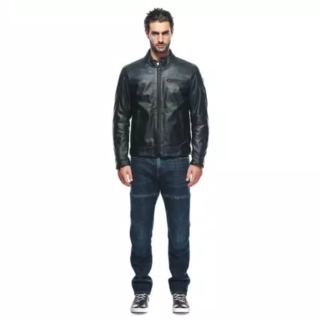 ZAURAX - MEN'S MOTORCYCLE LEATHER JACKET - BLACK - 3