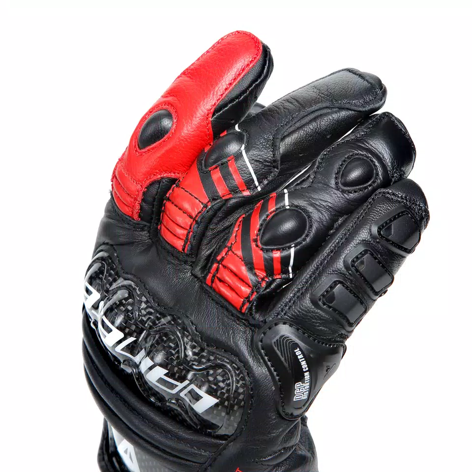 DRUID 4 - MEN'S MOTORCYCLE LEATHER GLOVES - BLACK/RED-LAVA/WHITE - 11