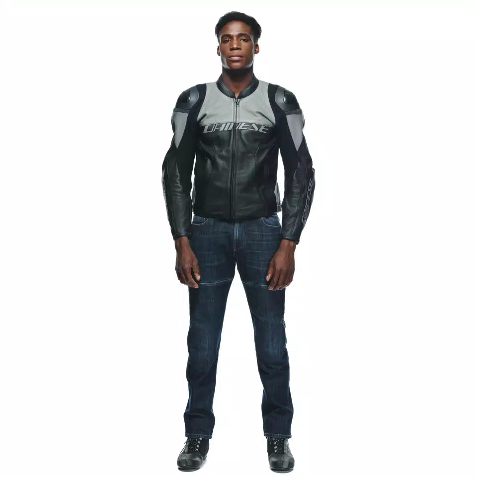 RACING 4 - MEN'S MOTORCYCLE PERFORATED LEATHER JACKET - BLACK/CHARCOAL-GRAY - 3