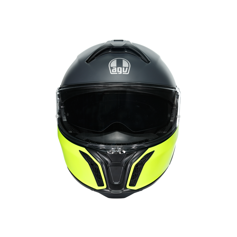 tourmodular-balance-matt-black-yel-fl-grey-motorbike-flip-up-helmet-e2206 image number 1