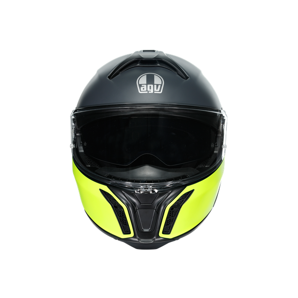 tourmodular-balance-matt-black-yel-fl-grey-motorbike-flip-up-helmet-e2206 image number 1