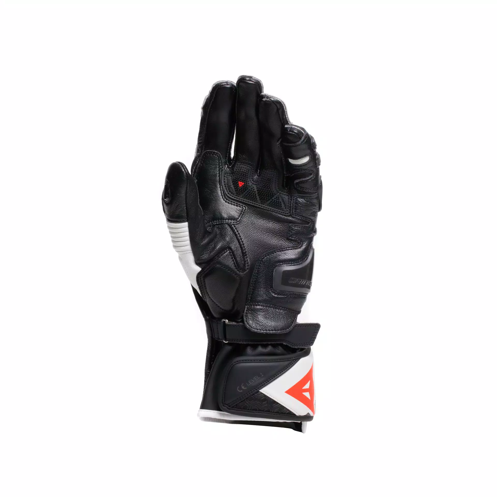 FIERO - LEATHER RACING MOTORCYCLE GLOVES | BLACK/WHITE/RED-FLUO