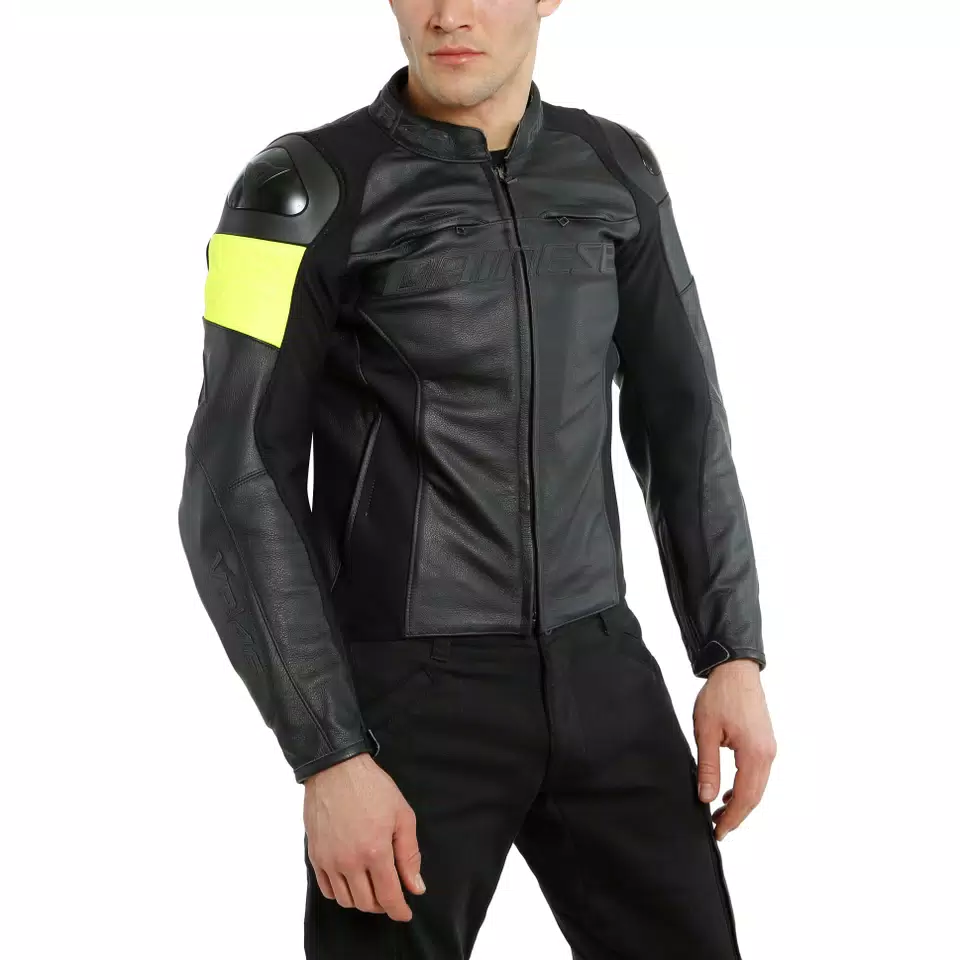VR46 POLE POSITION LEATHER JACKET - BLACK/FLUO-YELLOW - 5