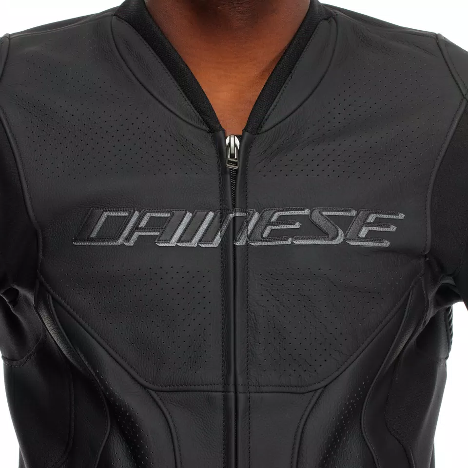 RACING 5 - GIACCA MOTO IN PELLE PERFORATA UOMO - BLACK/BLACK/BLACK - 8