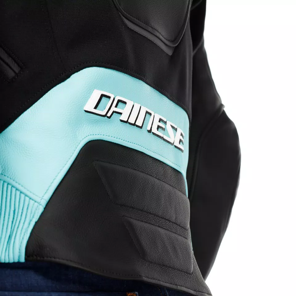 RACING 5 - WOMEN'S LEATHER MOTORCYCLE JACKET - BLACK/WATER - 17