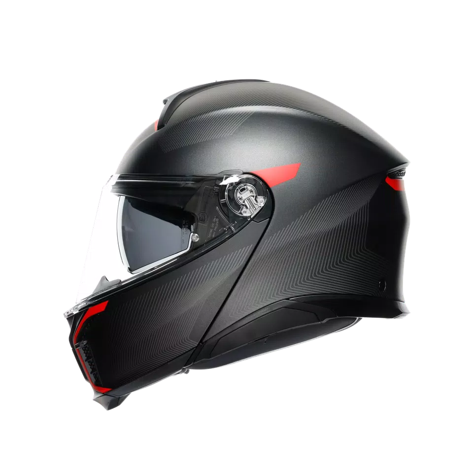 TOURMODULAR FREQUENCY MATT GUNMETAL/RED - MOTORBIKE FLIP UP HELMET E2206 -  - 4