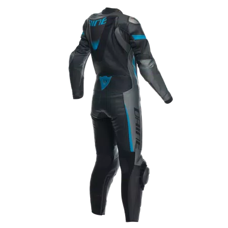 GROBNIK - DAMES MOTORPAK VAN PERFOREERD LEER IN 1 STUK - BLACK/ANTHRACITE/TEAL - 2