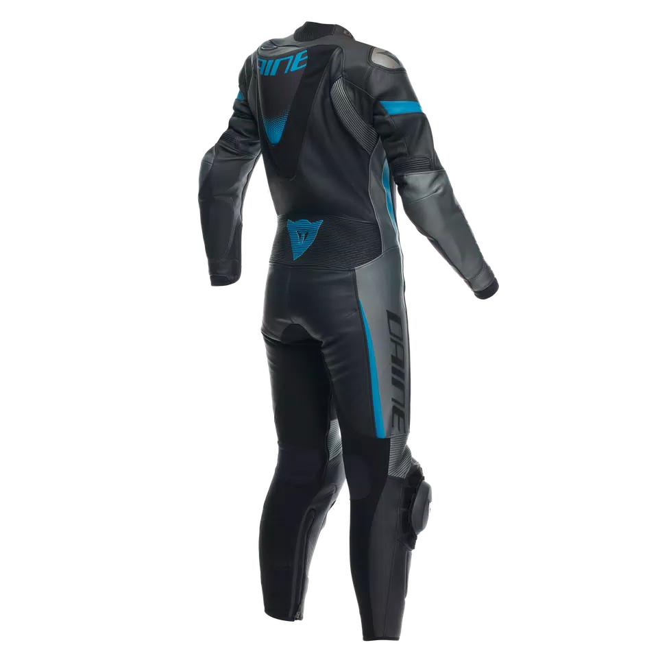 GROBNIK - DAMES MOTORPAK VAN PERFOREERD LEER IN 1 STUK - BLACK/ANTHRACITE/TEAL - 2