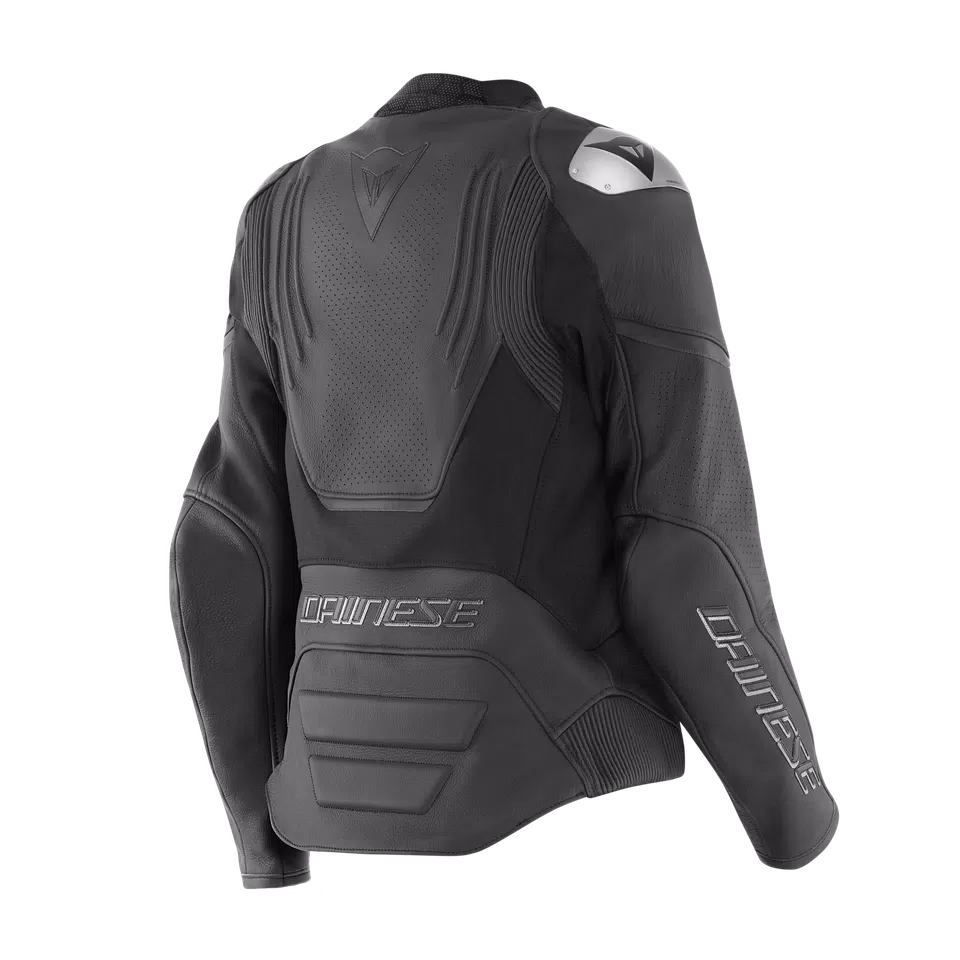 RACING 5 - GIACCA MOTO IN PELLE PERFORATA DONNA - BLACK/BLACK - 2