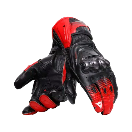 FIERO - MOTORRAD-RENNHANDSCHUH AUS LEDER - BLACK/RED-LAVA/WHITE - 5
