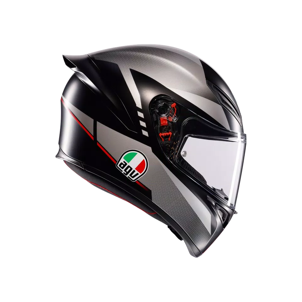 K1 S LAP MATT BLACK/GREY/RED - MOTORBIKE FULL FACE HELMET DOT (E2206) -  - 3
