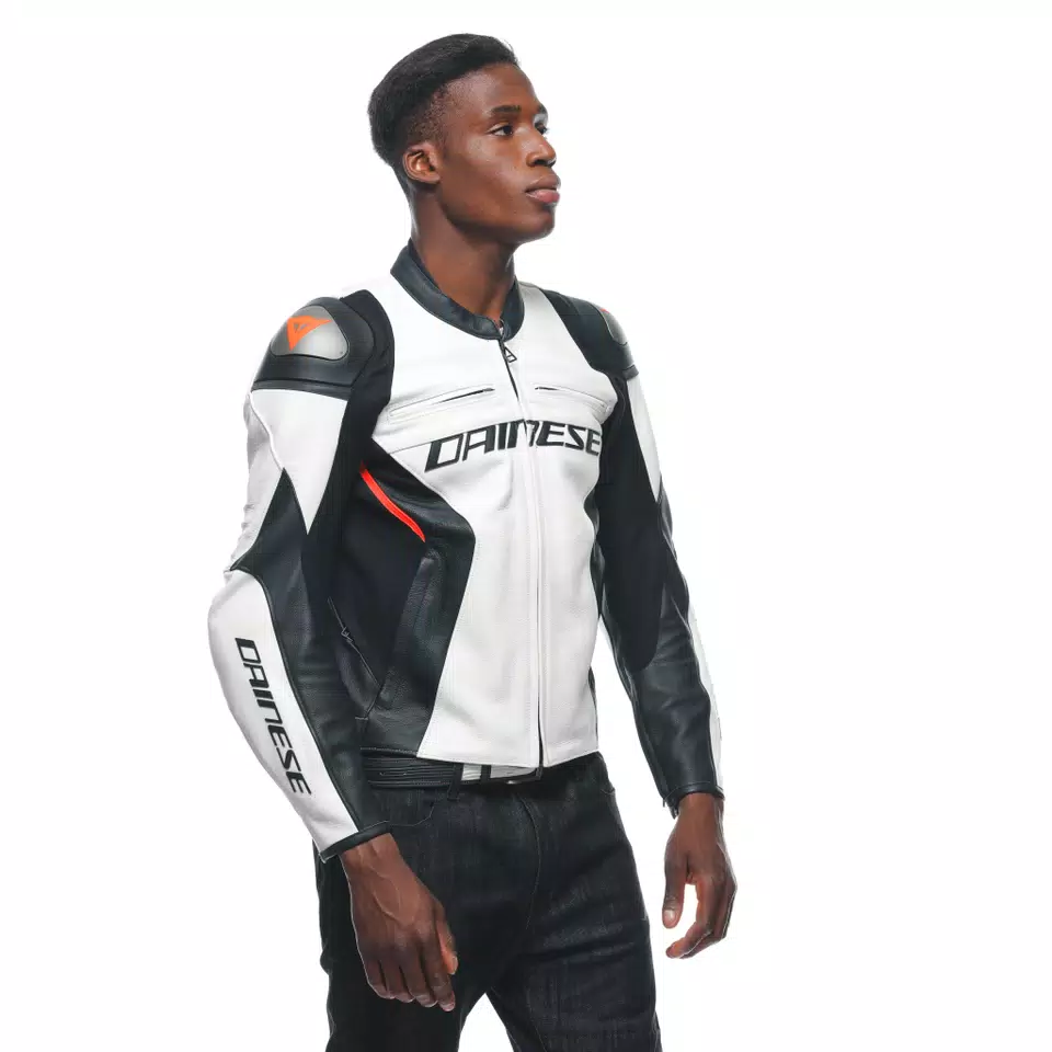 RACING 4 LEATHER JACKET WHITE BLACK Dainese