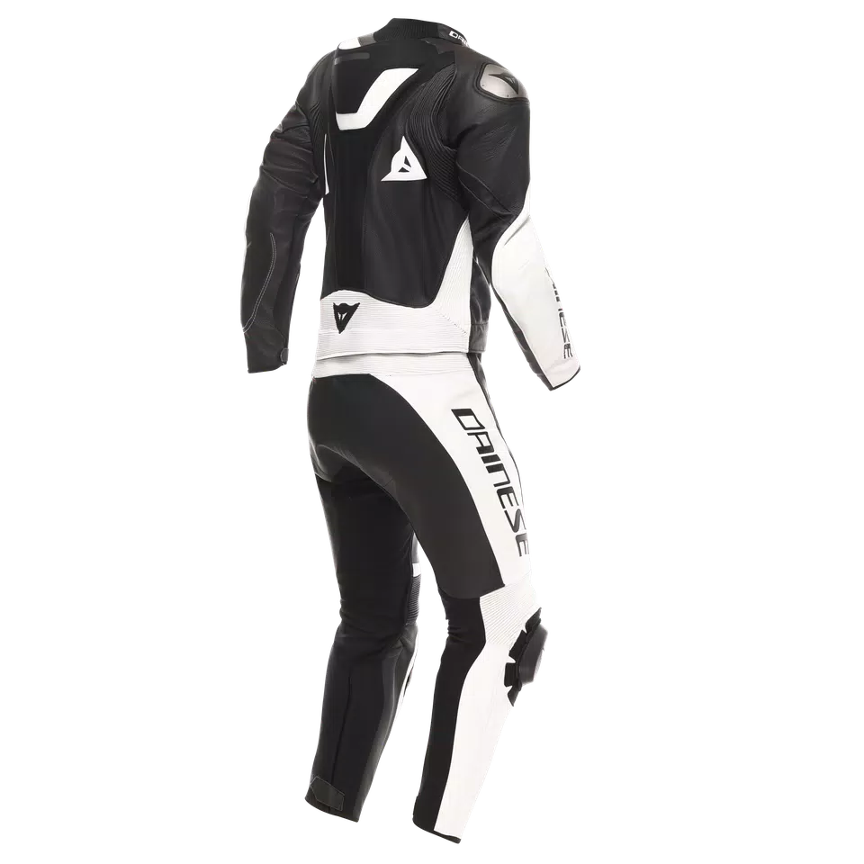 DEMON SPRINT - TWO-PIECE MOTORCYCLE SUIT IN LEATHER MEN - BLACK/WHITE/WHITE - 2