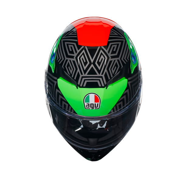 k3-kamaleon-black-red-green-motorbike-full-face-helmet-e2206 image number 6