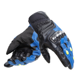 CARBON 4 SHORT GLOVES RACING-BLUE/BLACK/FLUO-YELLOW- Cuir