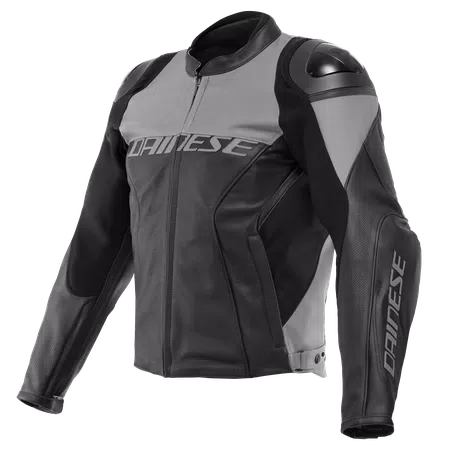 RACING 4 - MEN'S MOTORCYCLE PERFORATED LEATHER JACKET - BLACK/CHARCOAL-GRAY - 1