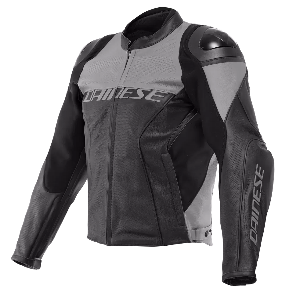 RACING 4 - MEN'S MOTORCYCLE PERFORATED LEATHER JACKET - BLACK/CHARCOAL-GRAY - 1