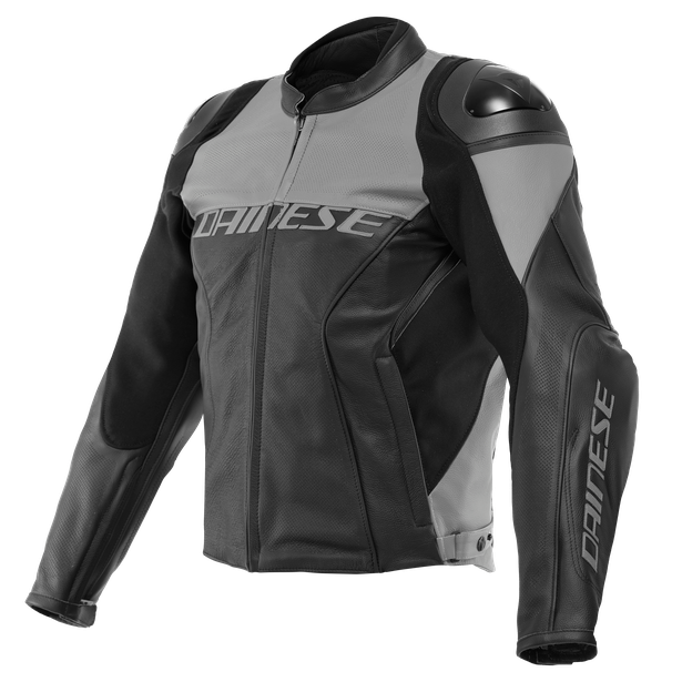 RACING 4 LEATHER JACKET PERF. BLACK/CHARCOAL-GRAY- Perforated Leather