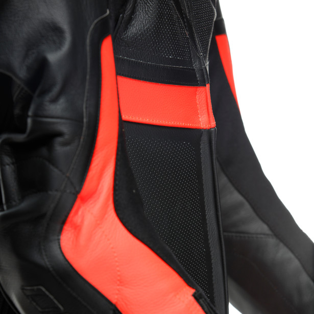 gen-z-junior-leather-1pc-suit-perf-black-fluo-red-black image number 11