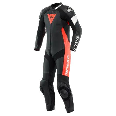 TOSA 1 PCS LEATHER SUIT PERF - BLACK/FLUO-RED/WHITE - 1