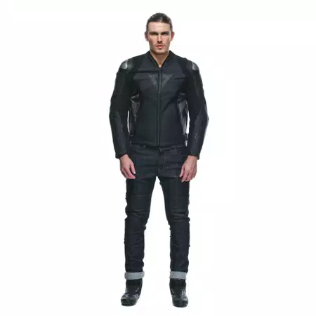 AVRO 5 - MEN'S MOTORCYCLE LEATHER JACKET - BLACK/ANTHRACITE - 3