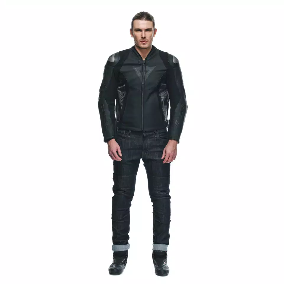 AVRO 5 LEATHER JACKET - BLACK/ANTHRACITE - 3
